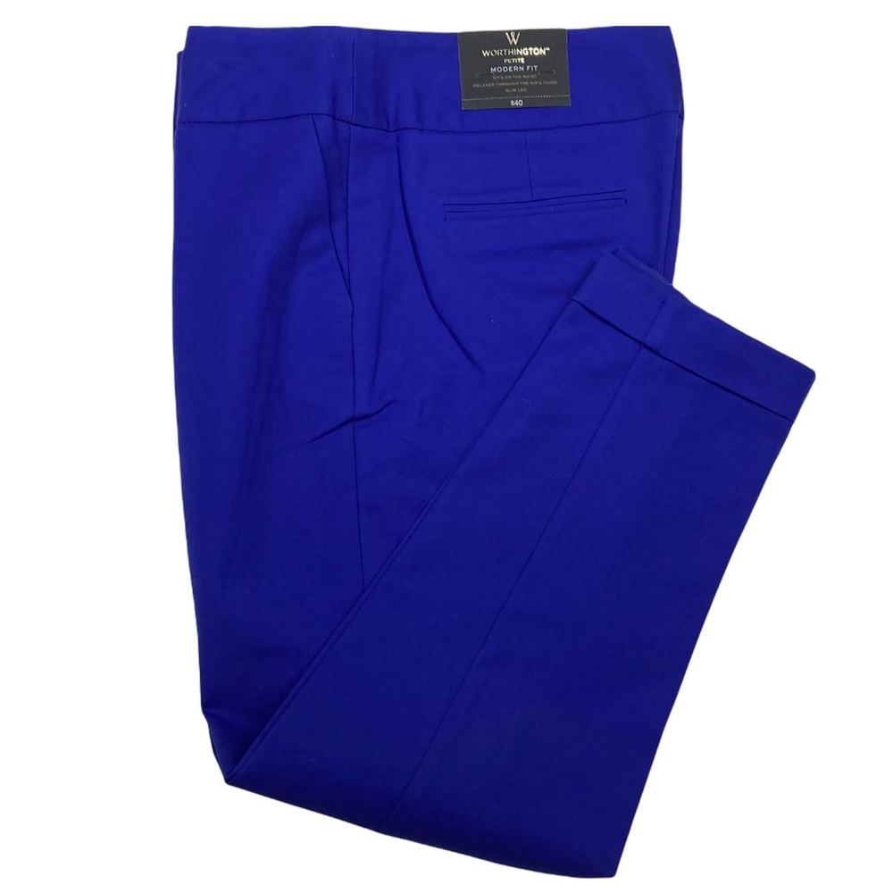 Worthington Petite pants 8P NWT Violet Blue W32 L27 97% Cotton and 3% Spandex